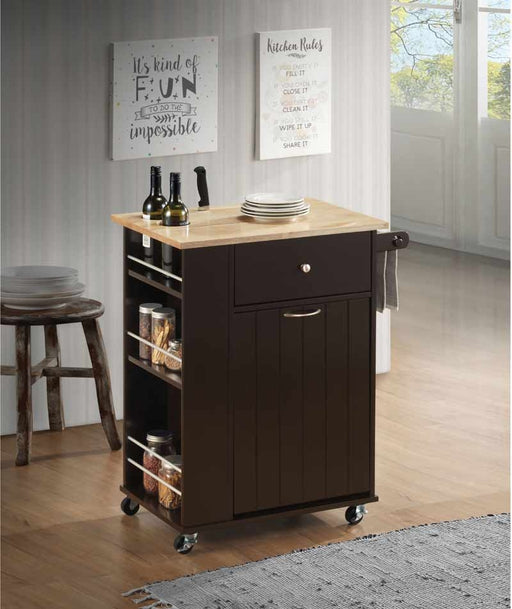 Acme Furniture - Zina Natural & Wenge Kitchen Cart - 98392 - GreatFurnitureDeal