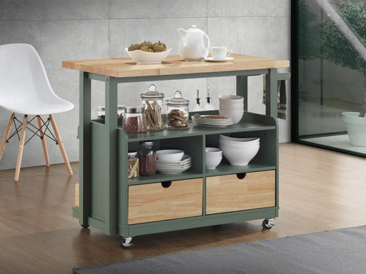 Acme Furniture - Harper Natural & Green Kitchen Cart - 98396 - GreatFurnitureDeal