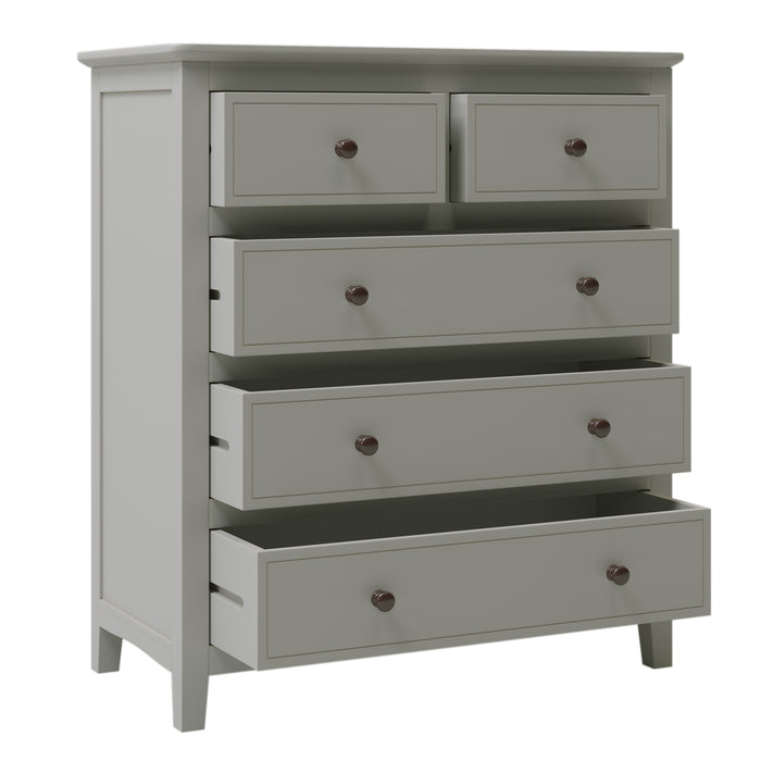 GFD Home - Gray Solid Wood 5 Pieces Queen Bedroom Sets(bed+nightstand*2+chest+dresser）NEW - GreatFurnitureDeal