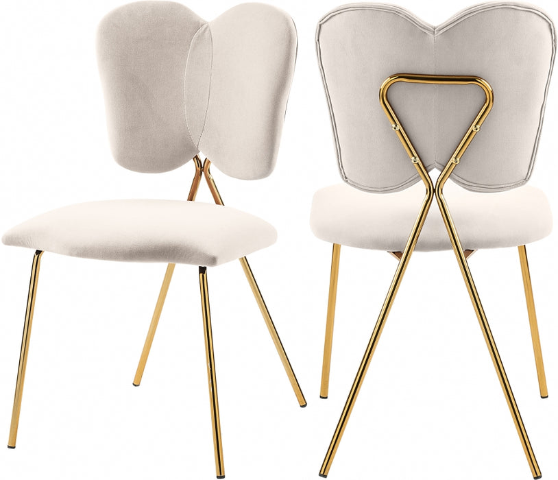 Meridian Furniture - Angel Velvet Dining Chair Set of 2 in Cream - 780Cream-C