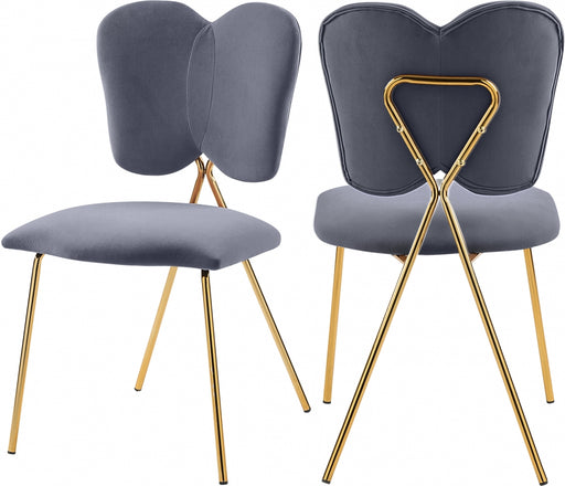 Meridian Furniture - Angel Velvet Dining Chair Set of 2 in Grey - 780Grey-C - GreatFurnitureDeal