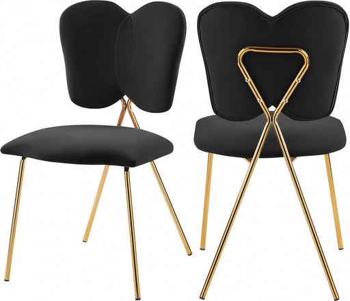 Meridian Furniture - Angel Velvet Dining Chair Set of 2 in Black - 780Black-C - GreatFurnitureDeal