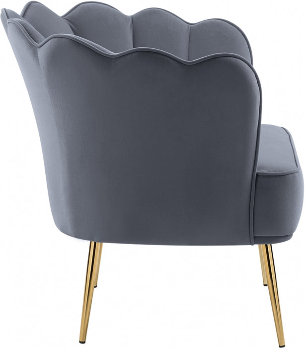 Meridian Furniture - Jester Velvet Accent Chair in Grey - 516Grey - GreatFurnitureDeal