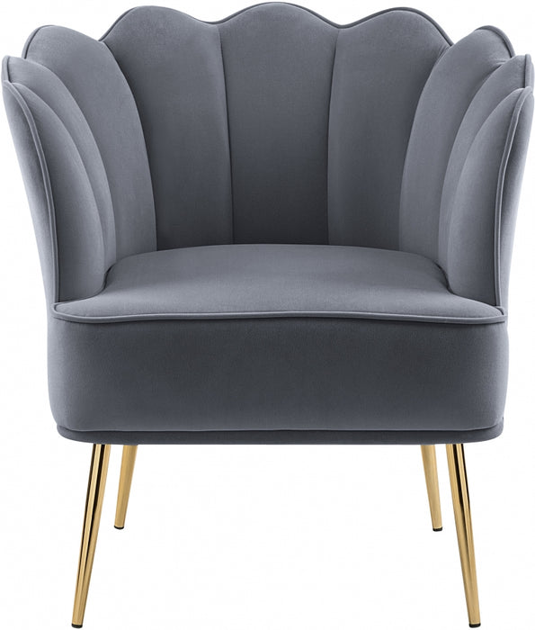 Meridian Furniture - Jester Velvet Accent Chair in Grey - 516Grey - GreatFurnitureDeal