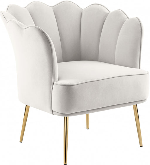 Meridian Furniture - Jester Velvet Accent Chair in Cream - 516Cream - GreatFurnitureDeal