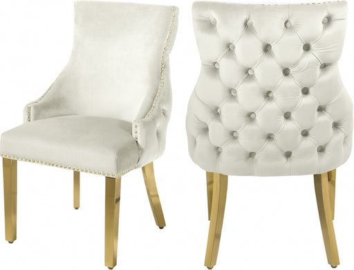 Meridian Furniture - Tuft Velvet Dining Chair in Cream (Set of 2) - 730Cream-C - GreatFurnitureDeal