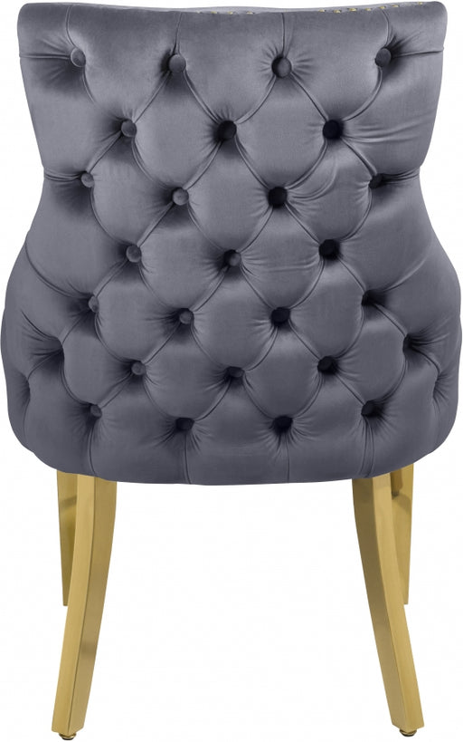 Meridian Furniture - Tuft Velvet Dining Chair in Grey (Set of 2) - 730Grey-C - GreatFurnitureDeal