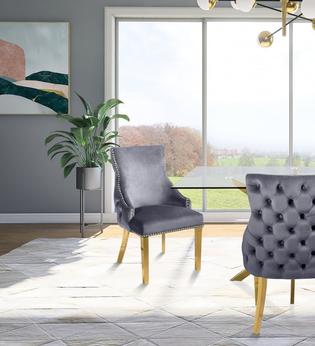 Meridian Furniture - Tuft Velvet Dining Chair in Grey (Set of 2) - 730Grey-C - GreatFurnitureDeal