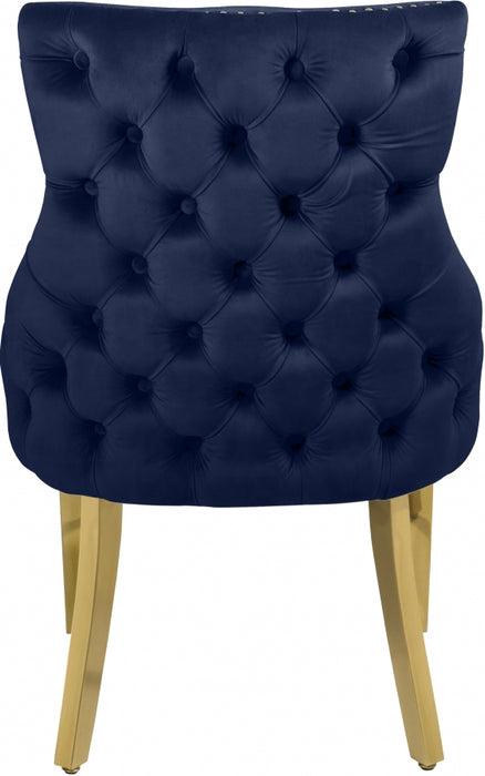 Meridian Furniture - Tuft Velvet Dining Chair in Navy (Set of 2) - 730Navy-C