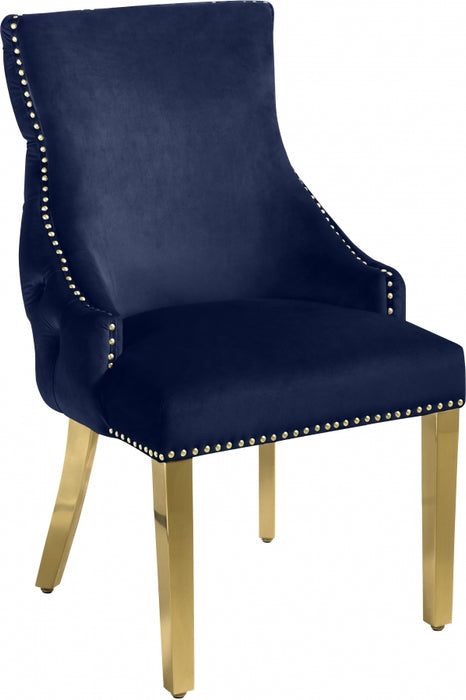 Meridian Furniture - Tuft Velvet Dining Chair in Navy (Set of 2) - 730Navy-C - GreatFurnitureDeal