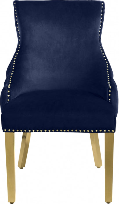 Meridian Furniture - Tuft Velvet Dining Chair in Navy (Set of 2) - 730Navy-C