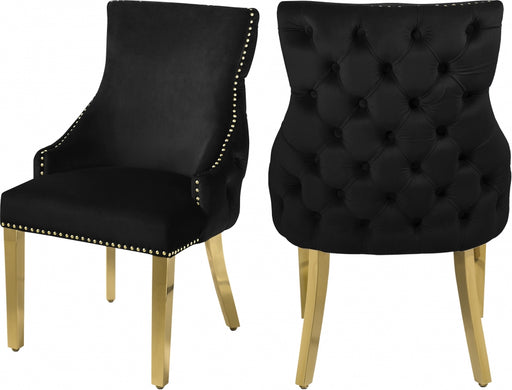 Meridian Furniture - Tuft Velvet Dining Chair in Black (Set of 2) - 730Black-C - GreatFurnitureDeal
