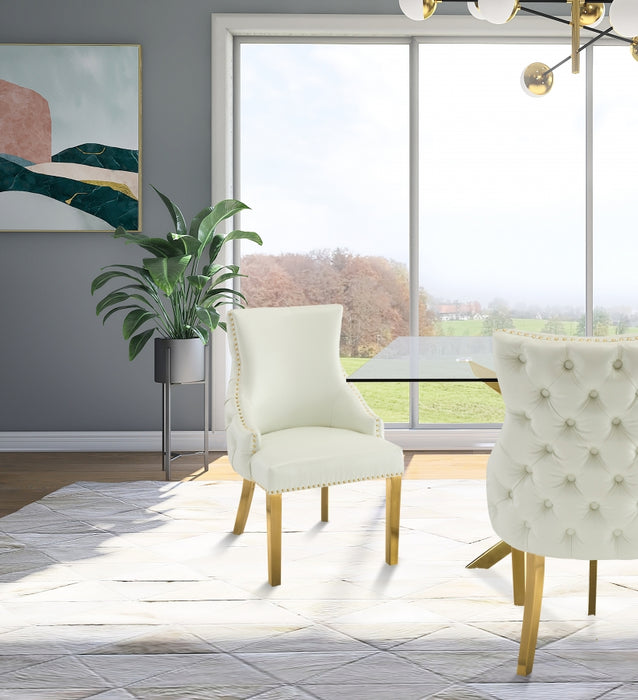 Meridian Furniture - Tuft Velvet Dining Chair in White (Set of 2) - 730White-C - GreatFurnitureDeal