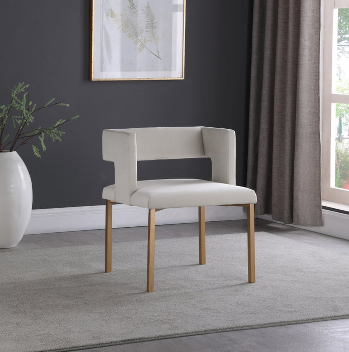 Meridian Furniture - Caleb Velvet Dining Chair Set of 2 in Cream - 967Cream-C