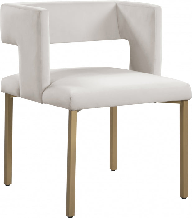 Meridian Furniture - Caleb Velvet Dining Chair Set of 2 in Cream - 967Cream-C