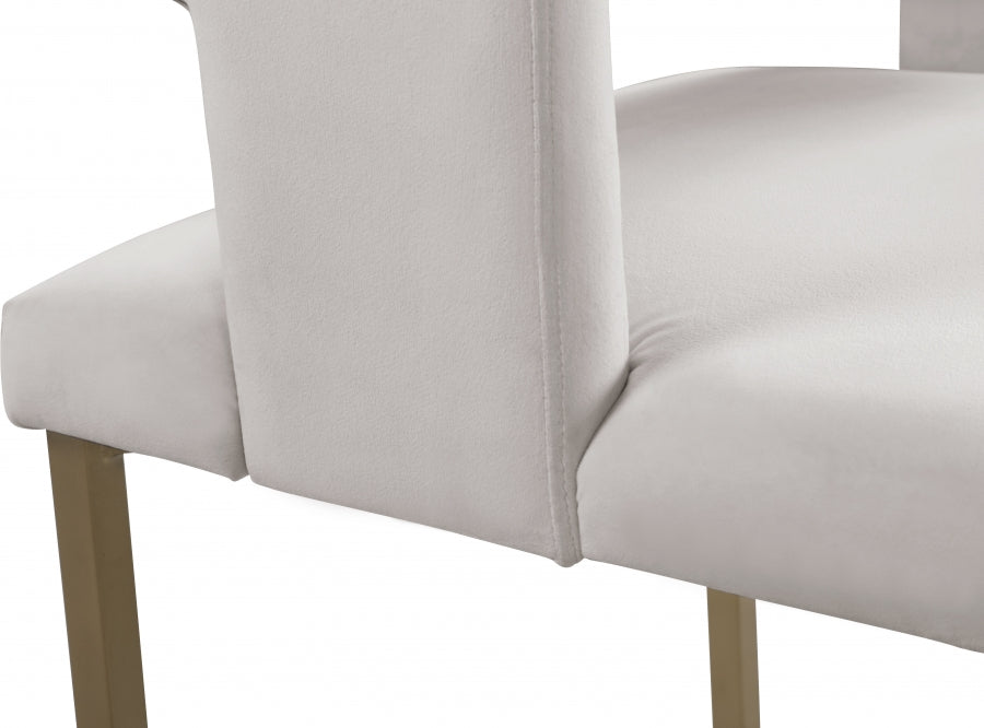 Meridian Furniture - Caleb Velvet Dining Chair Set of 2 in Cream - 967Cream-C - GreatFurnitureDeal