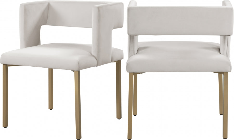Meridian Furniture - Caleb Velvet Dining Chair Set of 2 in Cream - 967Cream-C - GreatFurnitureDeal
