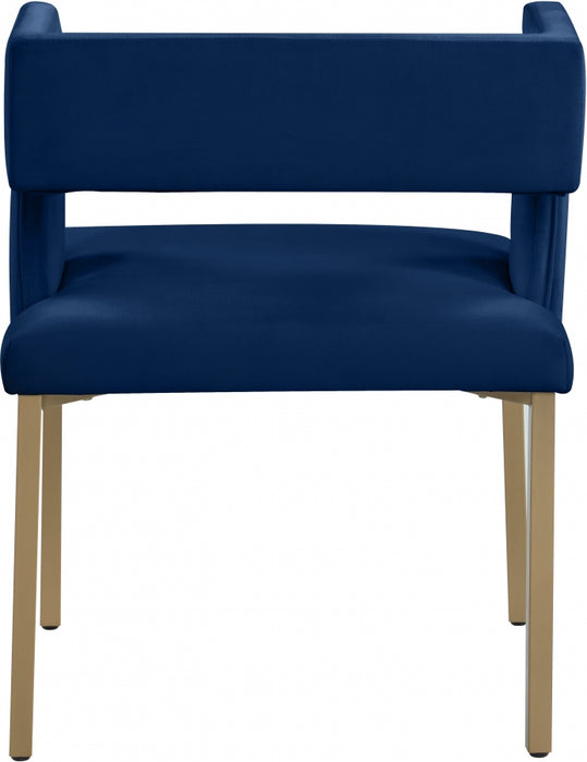 Meridian Furniture - Caleb Velvet Dining Chair Set of 2 in Navy - 967Navy-C