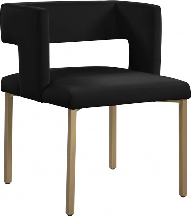Meridian Furniture - Caleb Velvet Dining Chair Set of 2 in Black - 967Black-C - GreatFurnitureDeal