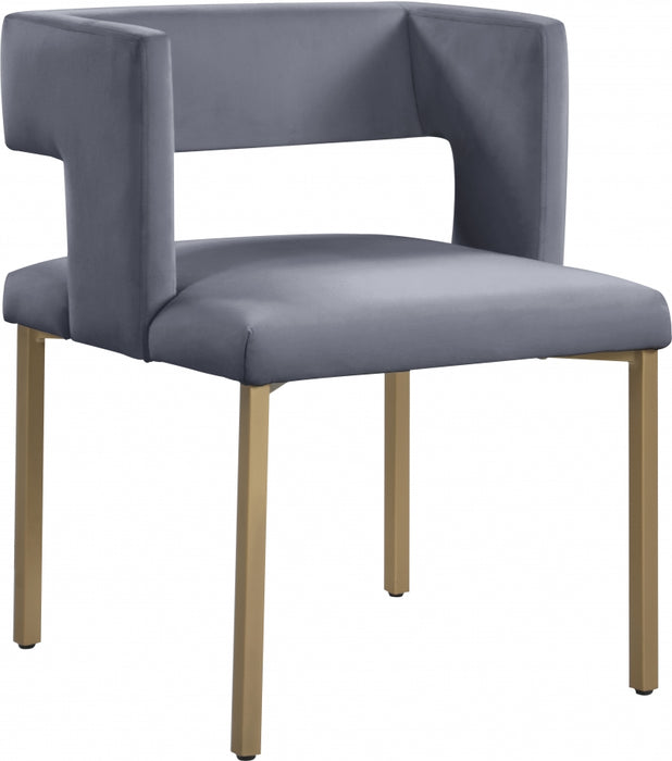 Meridian Furniture - Caleb Velvet Dining Chair Set of 2 in Grey - 967Grey-C - GreatFurnitureDeal