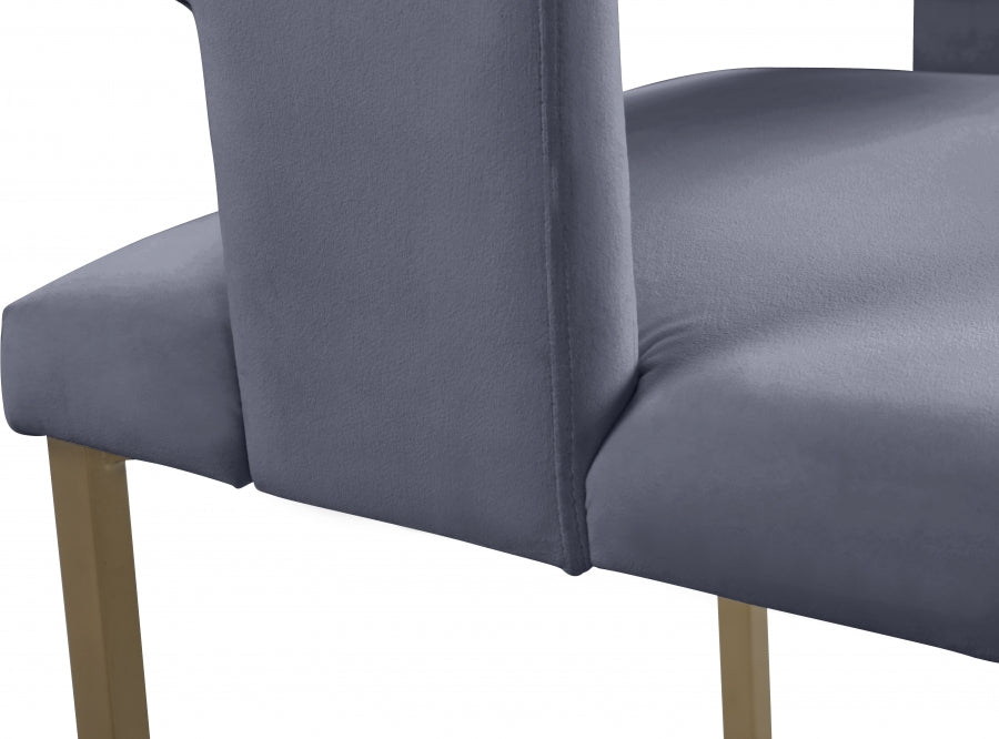 Meridian Furniture - Caleb Velvet Dining Chair Set of 2 in Grey - 967Grey-C - GreatFurnitureDeal