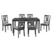 GFD Home - TOPMAX 7-Piece Farmhouse Rustic Wooden Dining Table Set Kitchen Furniture Set with 6 Padded Dining Chairs, Gray - GreatFurnitureDeal