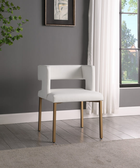 Meridian Furniture - Caleb Faux Leather Dining Chair Set of 2 in White - 967White-C