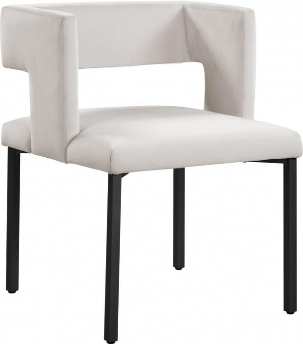 Meridian Furniture - Caleb Velvet Dining Chair Set of 2 in Cream - 968Cream-C - GreatFurnitureDeal