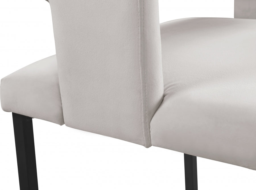 Meridian Furniture - Caleb Velvet Dining Chair Set of 2 in Cream - 968Cream-C - GreatFurnitureDeal