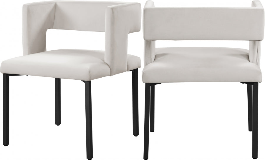 Meridian Furniture - Caleb Velvet Dining Chair Set of 2 in Cream - 968Cream-C