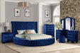 GFD Home - Hazel Queen 5-N Vanity Bedroom Set Made With Wood In Blue Color - GreatFurnitureDeal