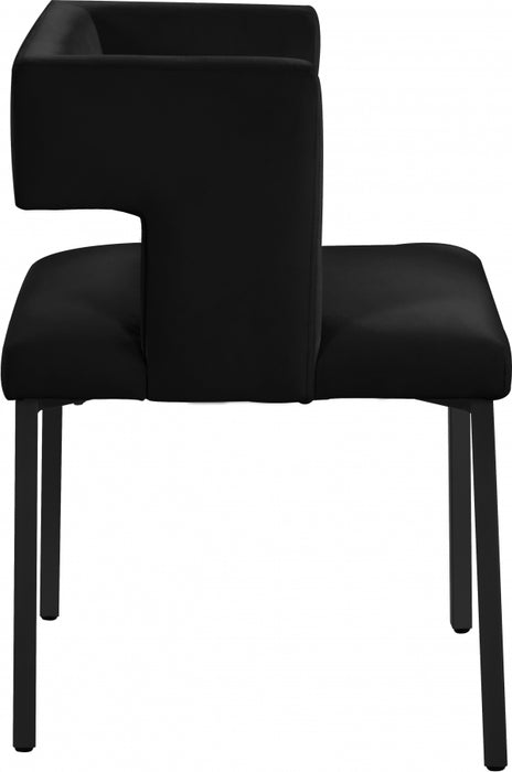 Meridian Furniture - Caleb Velvet Dining Chair Set of 2 in Black - 968Black-C - GreatFurnitureDeal