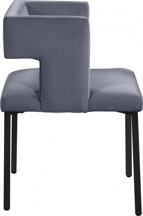 Meridian Furniture - Caleb Velvet Dining Chair Set of 2 in Grey - 968Grey-C - GreatFurnitureDeal