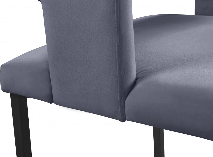 Meridian Furniture - Caleb Velvet Dining Chair Set of 2 in Grey - 968Grey-C - GreatFurnitureDeal