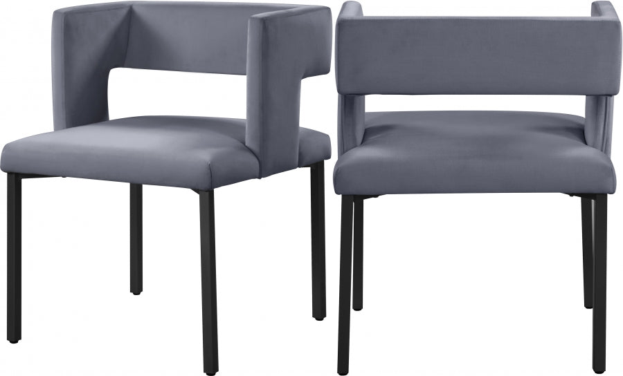 Meridian Furniture - Caleb Velvet Dining Chair Set of 2 in Grey - 968Grey-C