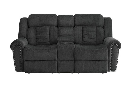Homelegance - Nutmeg Charcoal Double Reclining Love Seat With Center Console - 9901CC-2 - GreatFurnitureDeal