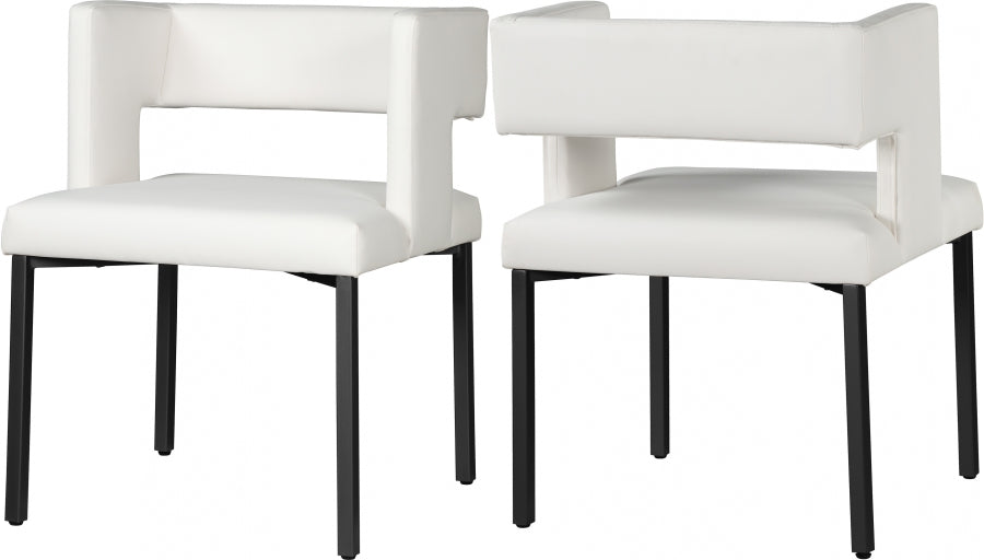 Meridian Furniture - Caleb Faux Leather Dining Chair Set of 2 in White - 968White-C