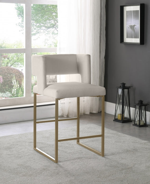 Meridian Furniture - Caleb Velvet Counter Stool Set of 2 in Cream - 969Cream-C