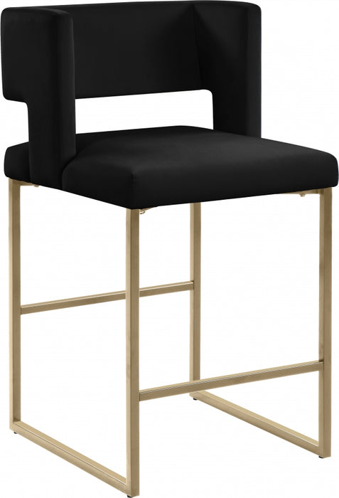 Meridian Furniture - Caleb Velvet Counter Stool Set of 2 in Black - 969Black-C