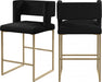 Meridian Furniture - Caleb Velvet Counter Stool Set of 2 in Black - 969Black-C - GreatFurnitureDeal