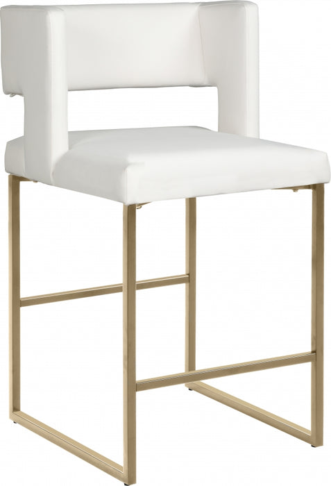 Meridian Furniture - Caleb Faux Leather Counter Stool Set of 2 in White - 969White-C