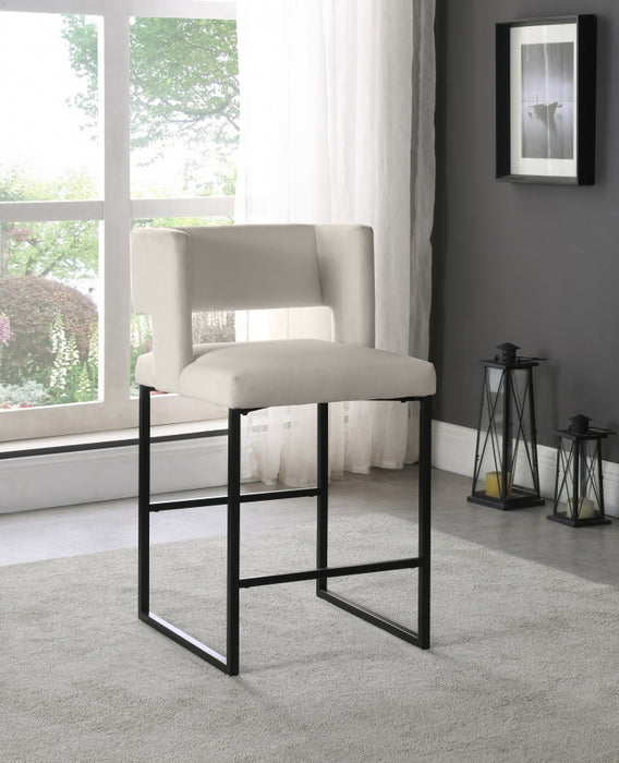 Meridian Furniture - Caleb Velvet Counter Stool Set of 2 in Cream - 970Cream-C