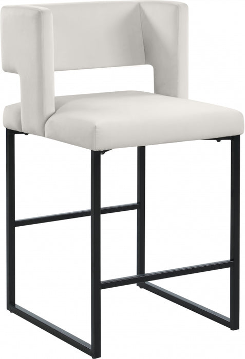 Meridian Furniture - Caleb Velvet Counter Stool Set of 2 in Cream - 970Cream-C - GreatFurnitureDeal
