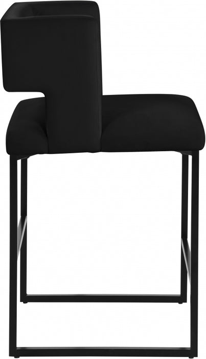 Meridian Furniture - Caleb Velvet Counter Stool Set of 2 in Black - 970Black-C