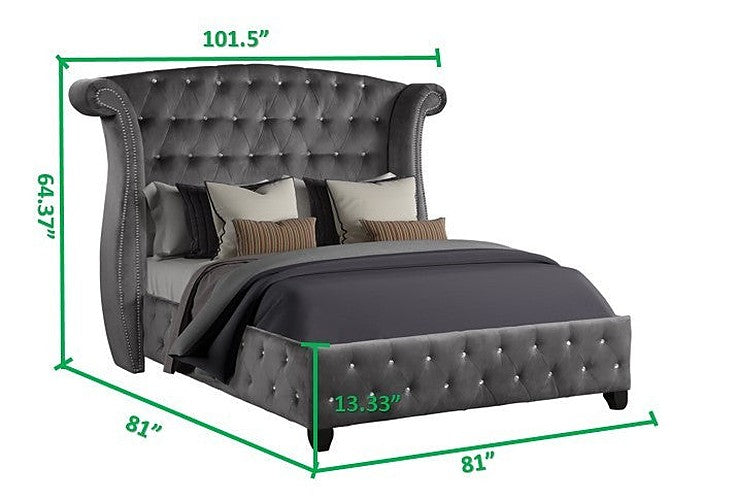 GFD Home - Sophia King Bed 4 Piece Gray - GreatFurnitureDeal