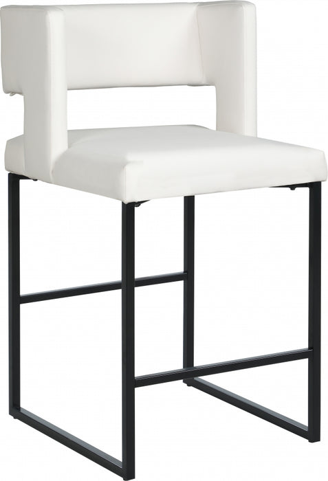Meridian Furniture - Caleb Faux Leather Counter Stool Set of 2 in White - 970White-C - GreatFurnitureDeal