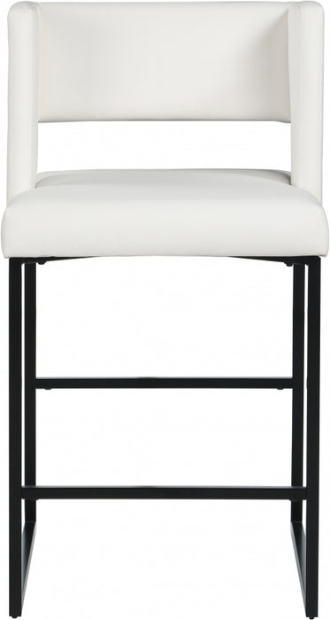 Meridian Furniture - Caleb Faux Leather Counter Stool -Set of 2 - 970White-C