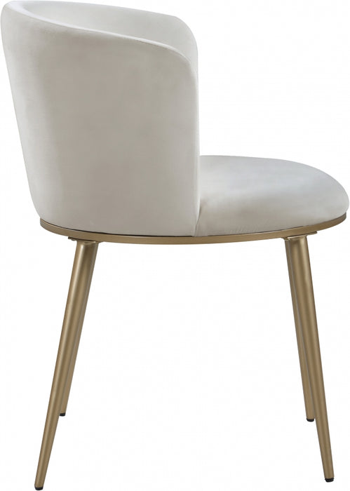 Meridian Furniture - Skylar Velvet Dining Chair Set of 2 in Cream - 965Cream-C - GreatFurnitureDeal