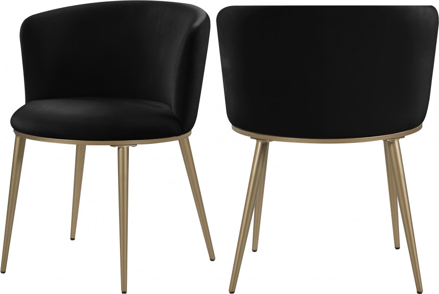 Meridian Furniture - Skylar Velvet Dining Chair Set of 2 in Black - 965Black-C