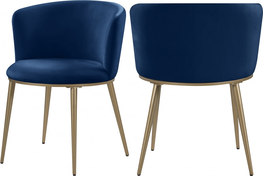 Meridian Furniture - Skylar Velvet Dining Chair Set of 2 in Navy - 965Navy-C
